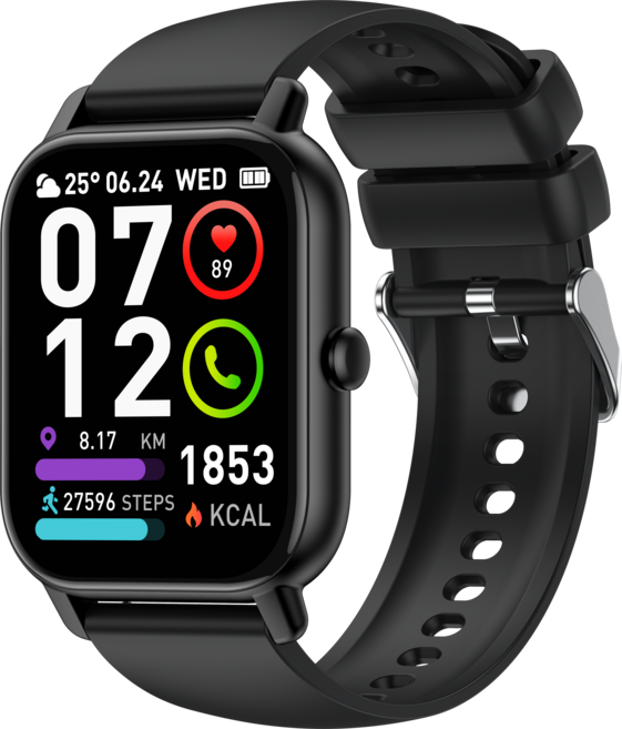 Donerton P66 통화가능 스마트워치 46.99mm 한글판 운동시계, 블루투스, 4.699cm, 블랙