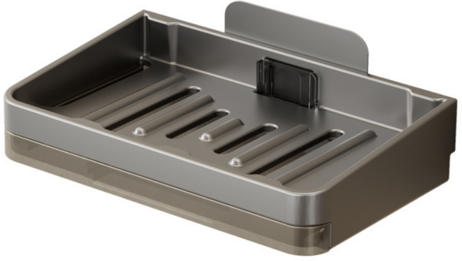 무타공 부착식 욕실 비누 받침대, 1개, 그레이