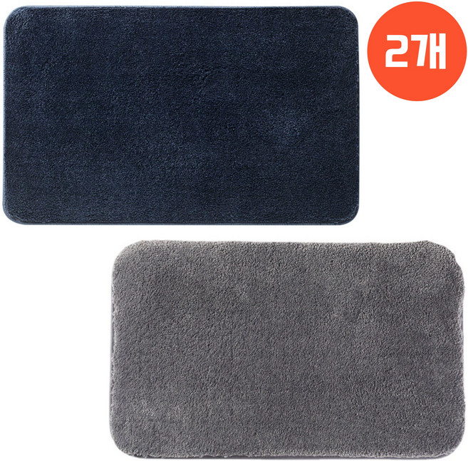 루보르 1+1 빨아쓰는 미끄럼방지 푹신한 욕실 발매트, 그레이+네이비, 도톰 버전 (3cm)