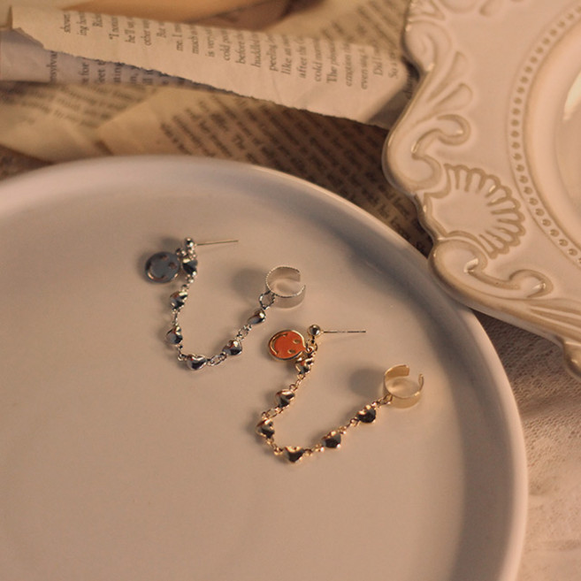 귤팩토리 스마일 드롭 연결 투핀 이어커프 귀찌 귀걸이 아웃컨츠 이너컨츠 귓바퀴