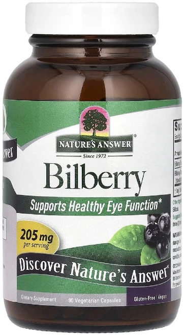 네이처스앤서 빌베리 허브 추출물 Bilberry Herbal 205mg 베지캡슐 90정, 1개 - 쿠팡