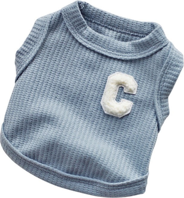 냥슬아치 고양이 강아지 민소매 나시 옷 C로고 티셔츠, 블루, 1개