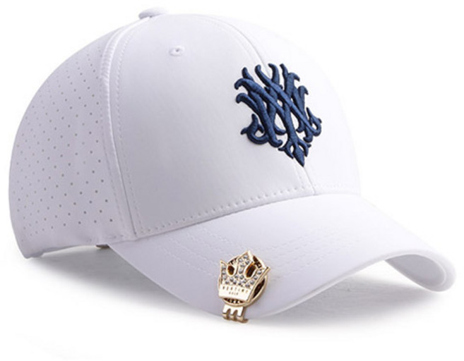 HOWN 남녀공용 스판골프모자 볼마커세트 케이스포장 골프모자, 화이트