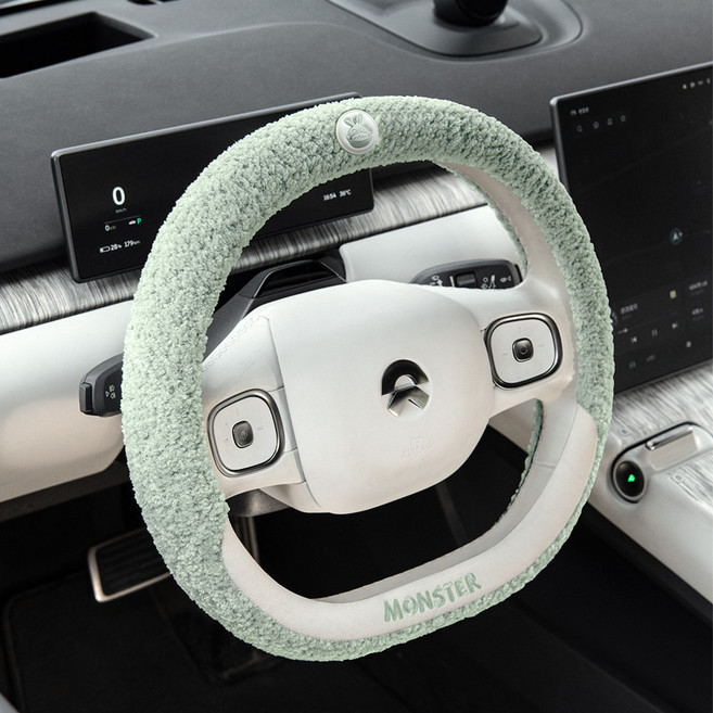 Clab 전차종 겨울 테디베어 몬스터 핸들커버, 연두색