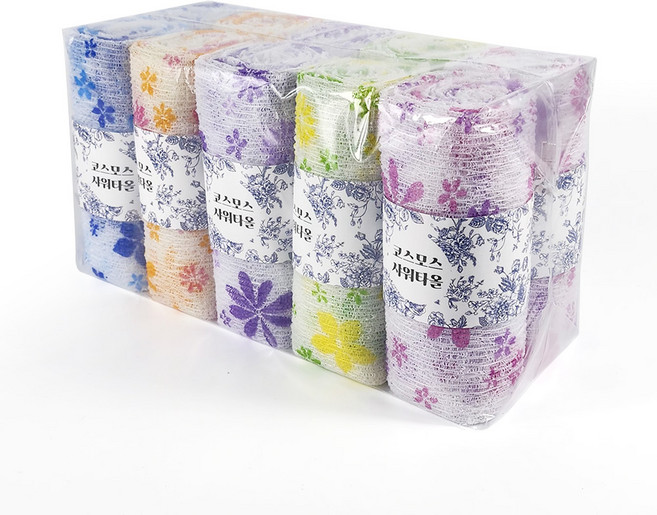 국내생산 까슬시원한 코스모스 샤워타올, 1세트, 10개입, 혼합색상