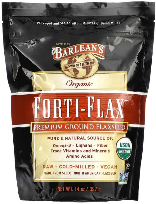 Barlean's 유기농 Forti-Flax 프리미엄 아마씨 분말 397g(14oz), Barleans유기농FortiFlax프리미엄아마씨분말3, 397g, 1개 - 쿠팡