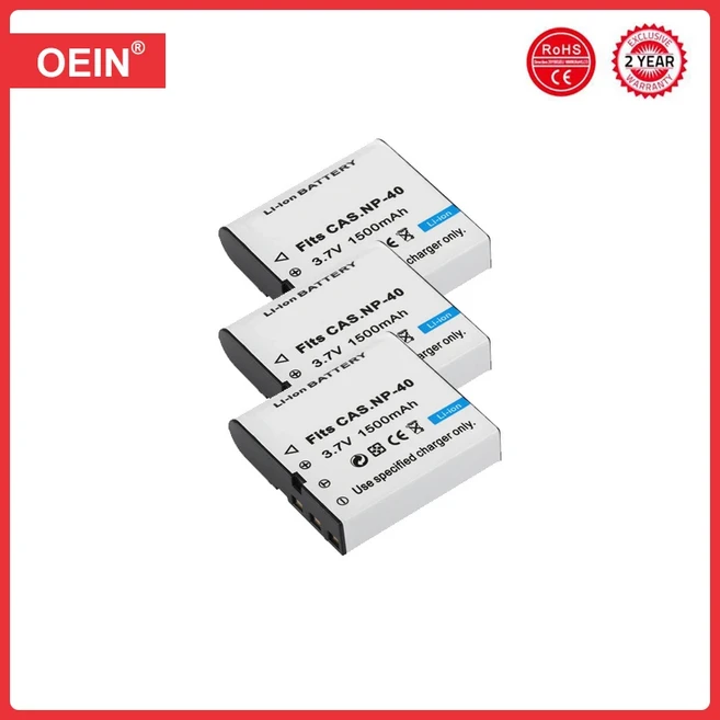 NP-40 배터리 및 충전기 Casio Exilim EX-Z600 카메라용 4 개, 01 3 Battery