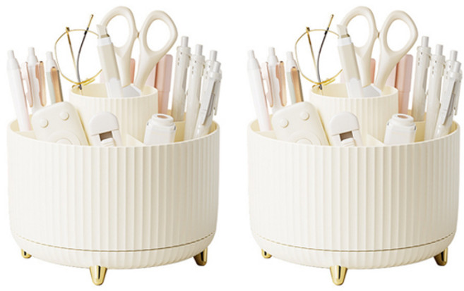 라라하우스 케니 회전형 다용도 홀더 정리함, 2개, 아이보리
