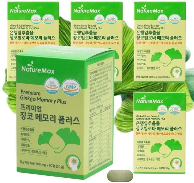 은행잎추출물 징코 빌로바 메모리 플러스, 60정, 5박스 - 쿠팡