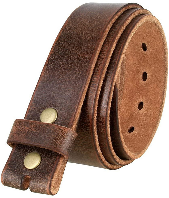 3840002 B6670 정품 풀 그레인 빈티지 원피스 가죽 교체 벨트 스트랩 38mm(1-1/2인치) 너비 브라운.