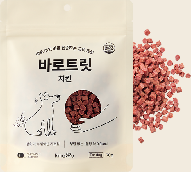 드룰린 바로트릿 강아지 노즈워크 저칼로리 교육 훈련용 놀로 설채현 간식 황태 70g x 3개, 1개, 치킨