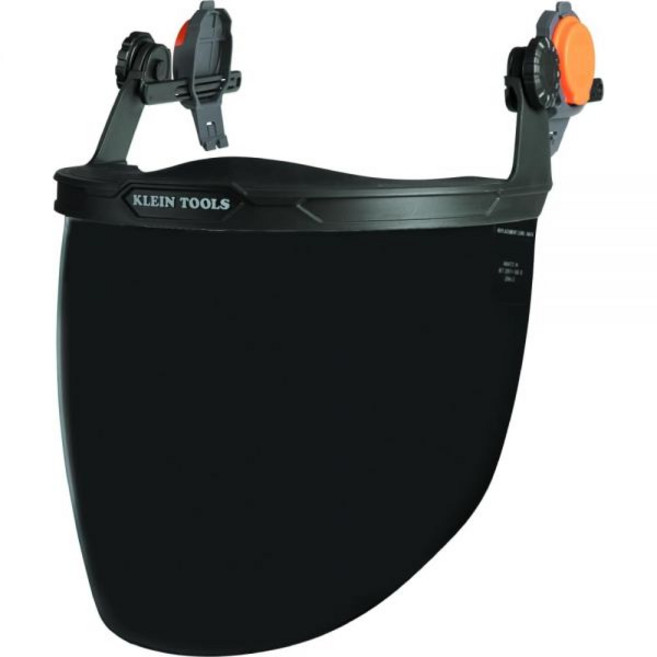 Klein Tools 60473 안전 헬멧 및 캡 스타일 하드 모자용 틴티드 페이스 실드 충격 등급 안개 방지 전면 연삭용 로우 프로파일 디자인, 1개