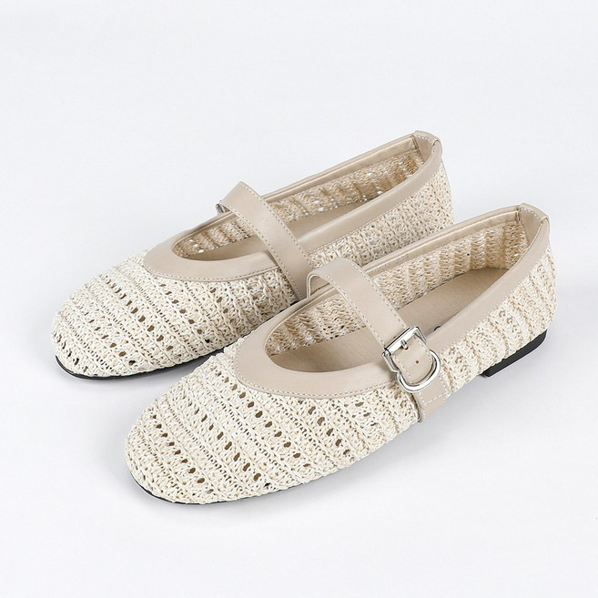 페조 여성 발편한 라탄 메리제인 플랫슈즈 PZ7730-703