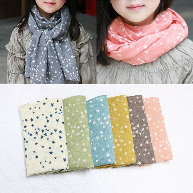 니즈엘 별무늬 어린이 롱스카프 6종 세트 아동 머플러 목도리 초등학생 공용