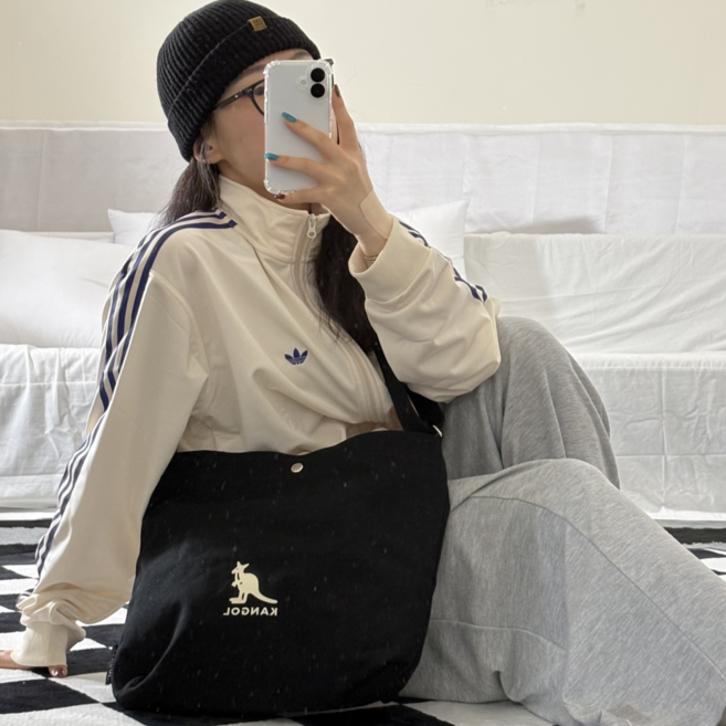 캉골 (KANGOL) 에코백 남여공용 숄더백 크로스백 에센셜 데일리 가방 블랙