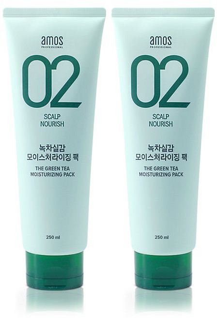 아모스 녹차실감 인텐시브 모이스처 헤어팩, 250ml, 2개