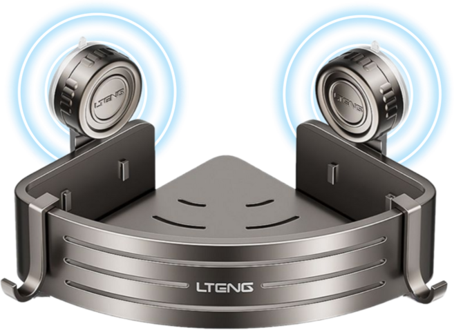 리틀보이 초강력 진공흡착 무타공 욕실선반 코너형, 1개