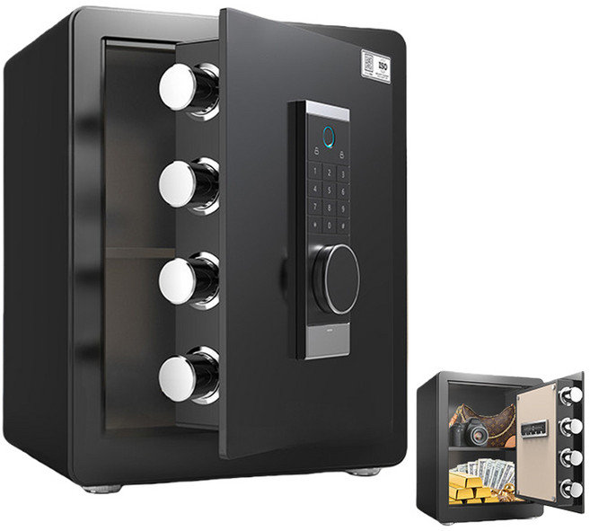 가정용 금고 디지털 키패드 금고 안전 경보기 도난방지 귀중품보관함 대형 스마트 튼튼한 금고 가정용 사무용 개인 현금보관 사무 열쇠 보관함, 블랙