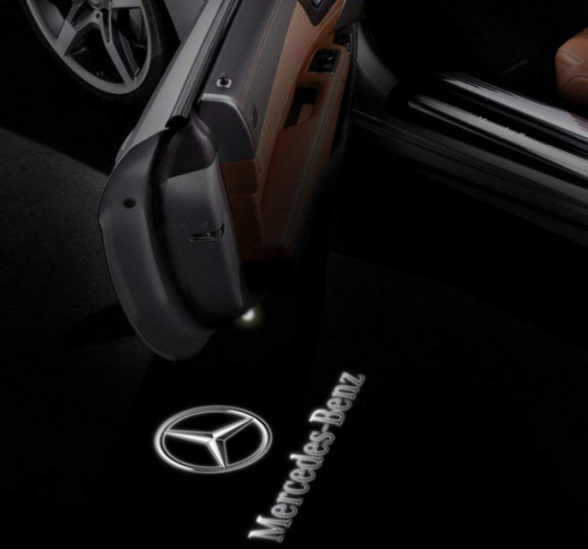 벤츠 무변색 유리각인 도어로고 라이트 A클래스 B클래스 C클래스 E클래스 GLA GLB GLC GLE GLS G바겐 EQA EQB EQC 호환 상품 도어라이트 도어등 LED 도어빔, 02-이니셜 2개1세트