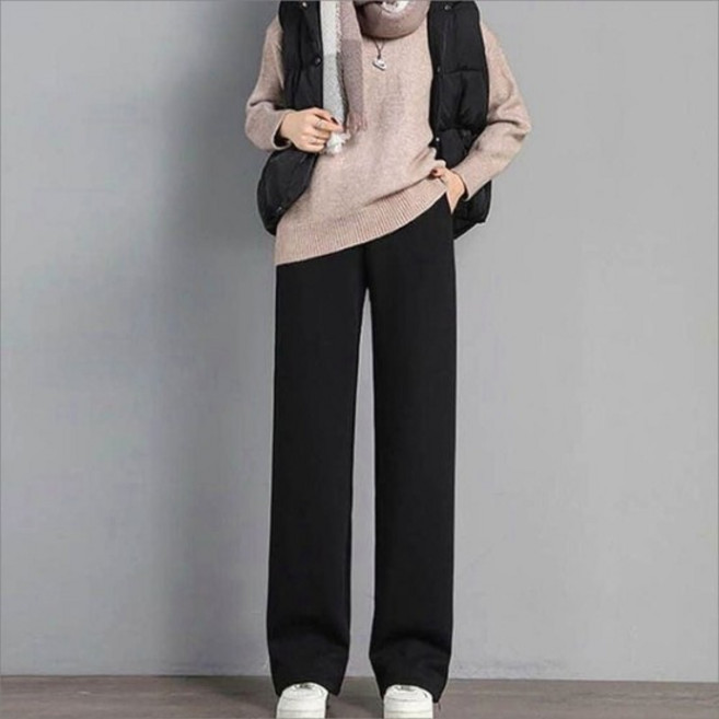 여성 밍크 퍼 기모바지 겨울 와이드팬츠 데일리 털팬츠