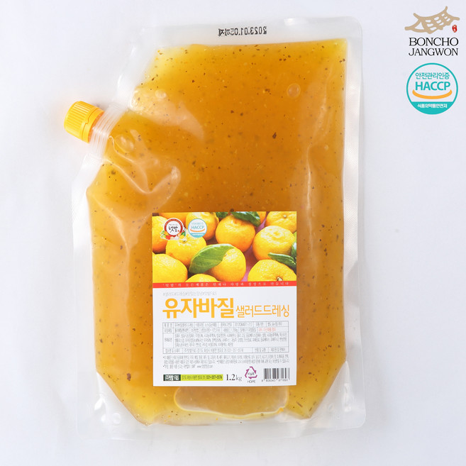 텃밭 유자 바질 샐러드 드레싱 냉장 1.2kg, 1개