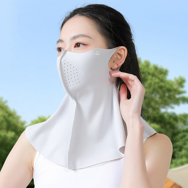 LINSHU 여름 냉감 자외선차단 골프 마스크 남녀공용 2개, 라이트 그레이