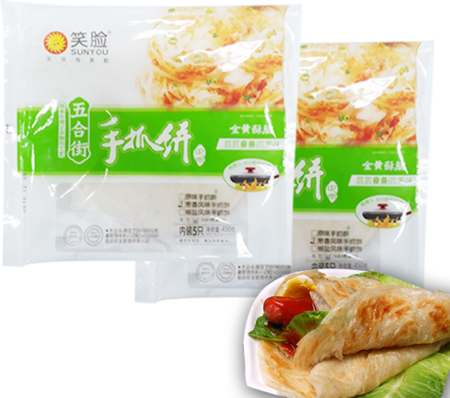 홍홍 중국식품 소프트 쇼좌빙 밀전병 충샹 수좌빙, 450g, 2개