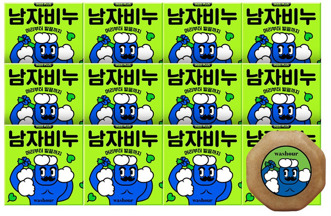 워시아워 남자비누 어성초 100g 12개입 전신 올인원 케어