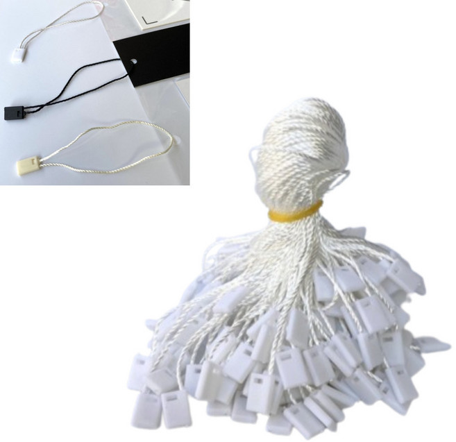 더쏠 의류 행택고리 사각 라벨택 택끈 1000개, 1세트, 화이트