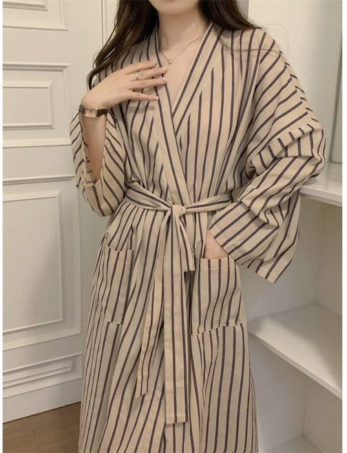 라베 스트라이프 로브 골프 호텔 샤워 가운 파자마 잠옷