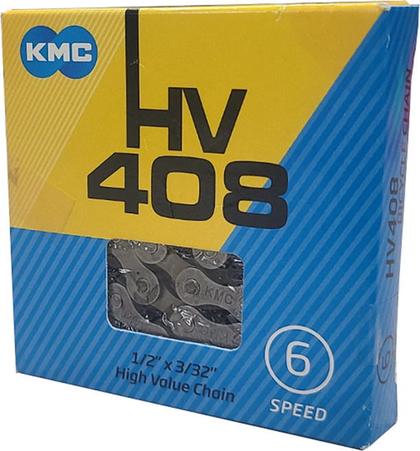 KMC 자전거 체인 HV408 / 6단 7단 21단 체인 프리휠용 체인링크포함, HV408 다단체인, 1개