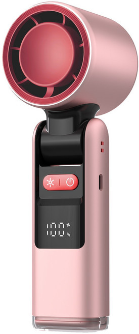 K801冰敷手持風扇 數顯渦輪暴力100檔可摺疊製冷桌面便攜式, 183*60*60mm, K801B粉色