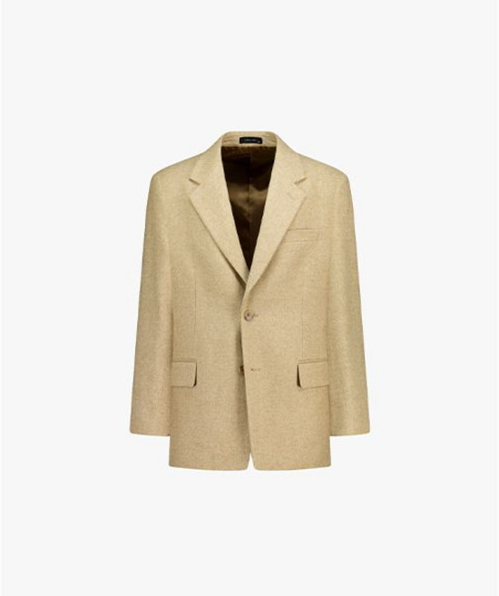 [리버클래시]LLW24630 베이지 오버핏 풀라이닝 노치트라펠 투버튼 싱글 자켓