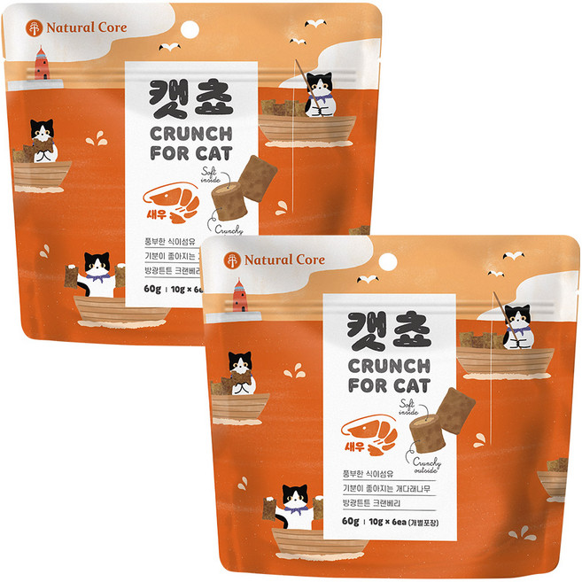 네츄럴코어 캣쵸 고양이간식, 새우맛, 60g, 2개