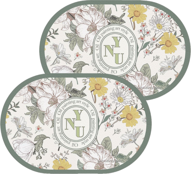 유니드언 양면 가죽 플라워 식탁 테이블 방수 매트, 데이지 바닐라, 45 x 30cm, 2개