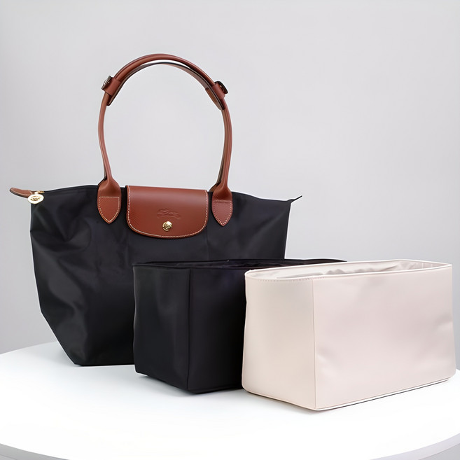 도시백 롱샴 르플리아쥬 미듐 미디움 이너백 그린 탑핸들백 숄더백