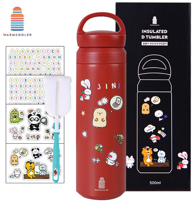 마마픽스 심플 스텐 텀블러 보온 보냉병, D텀블러-레드, 500ml, 1개