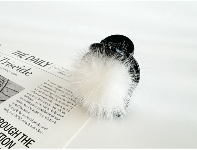 10컬러 미니 방울 밍크 리얼 토끼털 반머리 집게핀 러블리 옆머리 핀