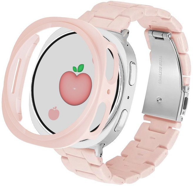 아이메이드잇 갤럭시워치 호환 블럭 스트랩 케이스 세트, 핑크