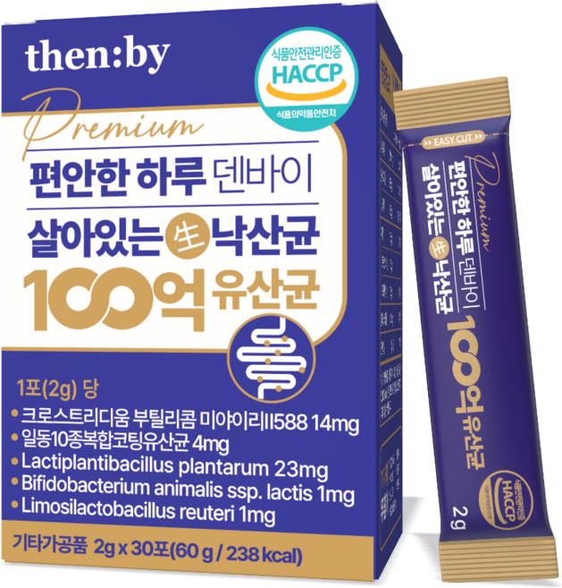편안한 하루 덴바이 살아있는 생낙산균 100억 유산균, 1개, 60g