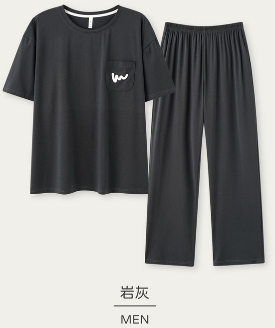 男士家居服套裝 短袖長褲兩件式睡衣