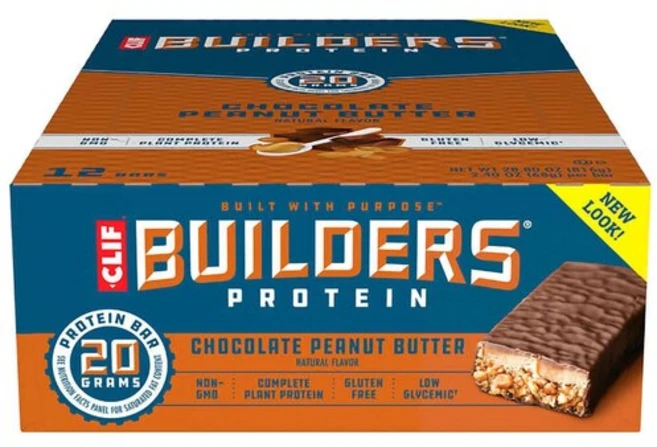 Clif Bar 클리프 바 빌더 프로틴 초콜릿 피넛 버터 68g x 12바 단백질 에너지바, 12개 - 쿠팡