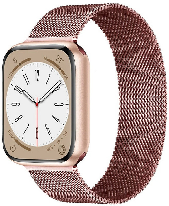 適用 Apple Watch 不鏽鋼編織 米蘭磁吸錶帶 42/46/49mm, 玫瑰粉, 1個