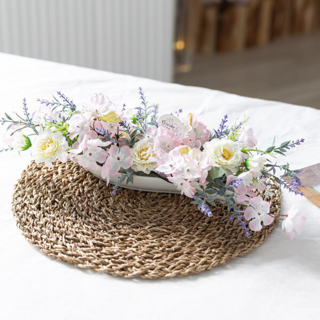 [플라워트리] 벚꽃 조화 센터피스 백일홍 44x15cm 인테리어 봄 테이블 장식 소품 행사 꾸미기, 상세 설명 참조