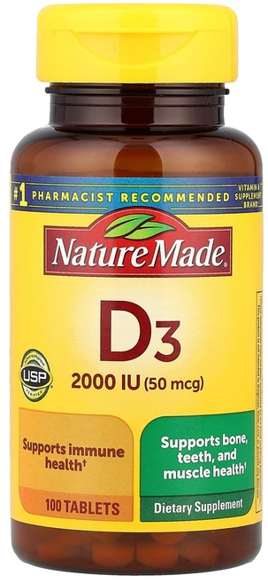 네이쳐메이드 비타민 D3 50mcg 100정, NDM02673, 1개 - 쿠팡