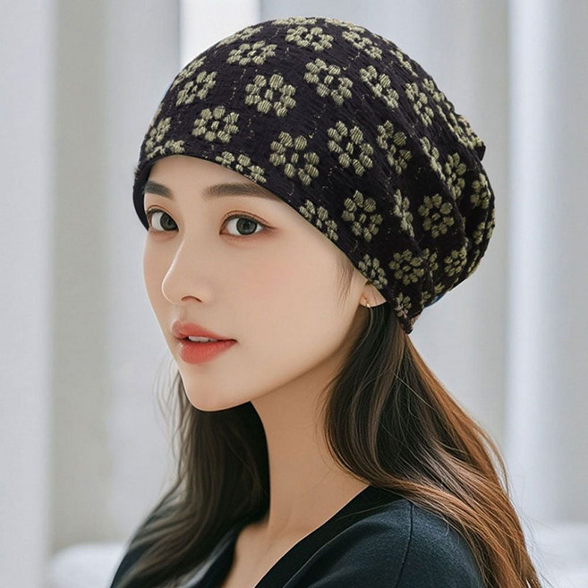 꽃무늬 비니 두건 항암모자 머리 두건 비니 여성 암환자 여름 모자