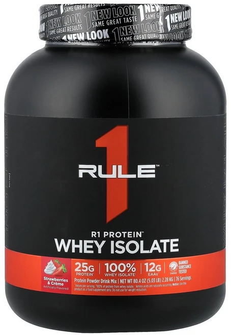 Rule One Proteins R1 Protein™ 분리유청단백질 딸기 & 크림 (5.03lbs) - 2281 g - 쿠팡