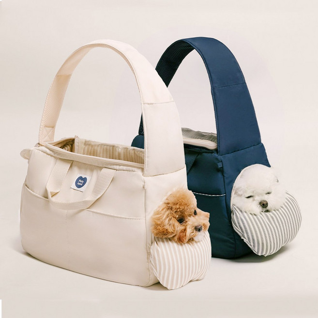 펫츠랜드 반려동물 뉴스너그 슬링백 + 이너쿠션 세트, 1개, 아이보리