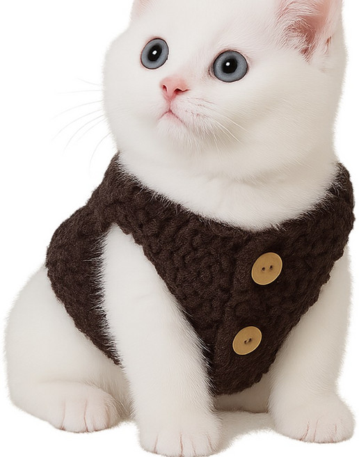 알로하모아 아기 고양이옷 뽀글이 겨울 조끼, 1개, 초코