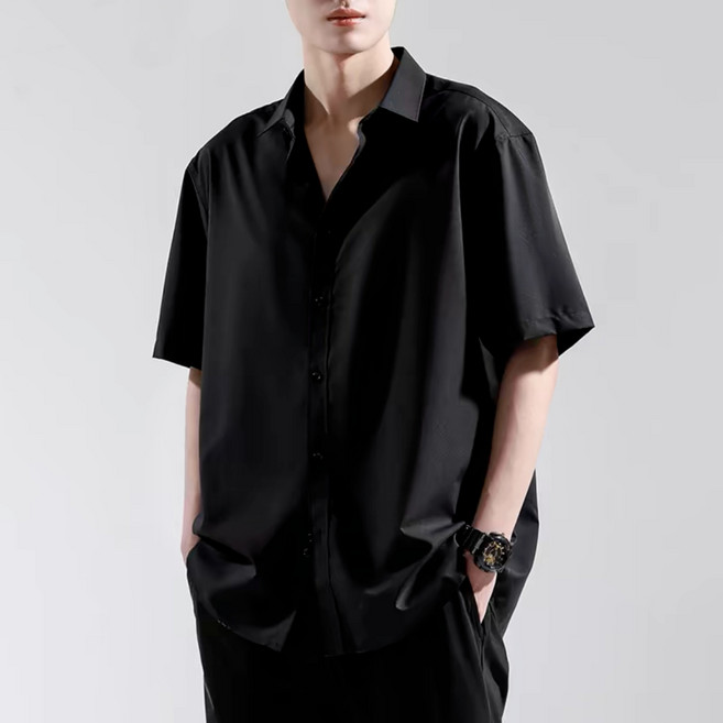 大尺碼條紋襯衫 冰絲涼感襯衫 加肥加大尺碼 男生休閒襯衫